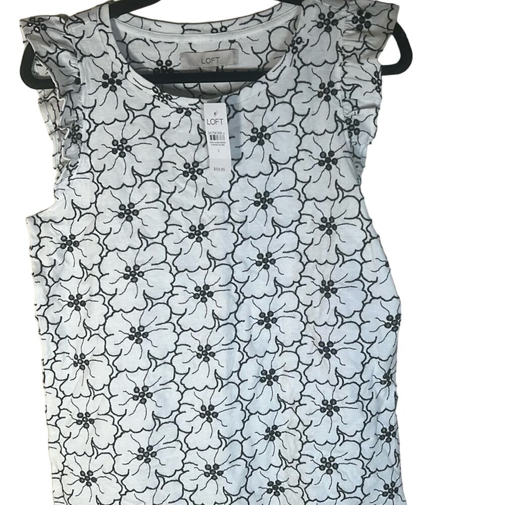 NEW Ann Taylor Loft Floral Tank top size small in Black& White